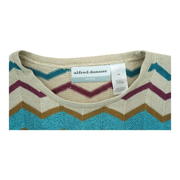 Vintage Alfred Dunner Women's Sweater PL Pullover Multi-Colored Striped Stretch - Picture 3 of 4